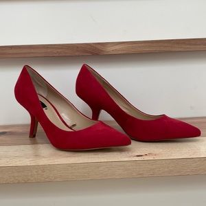ZARA Red Faux Suede High Heels, size 9